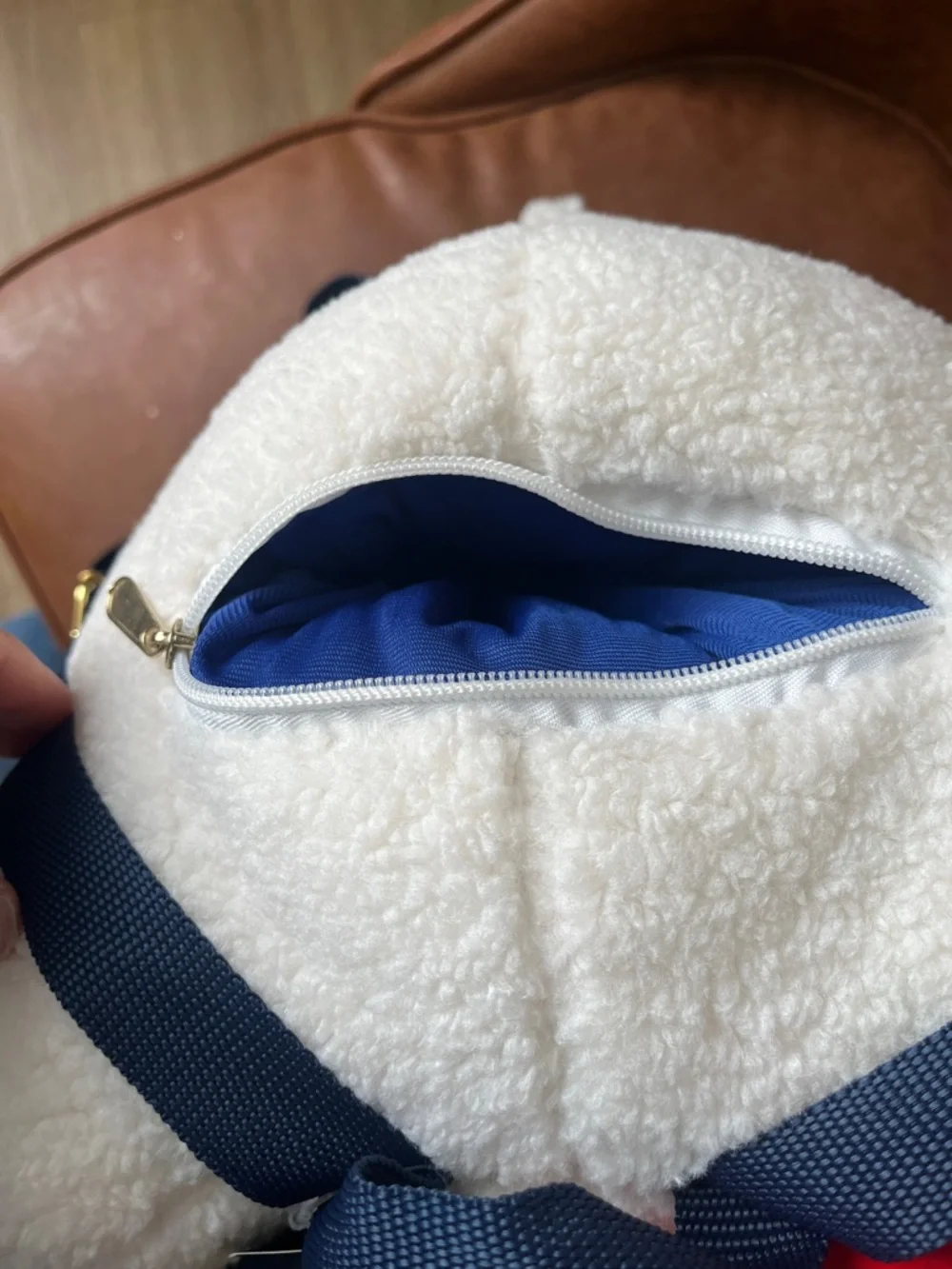 Hello Kitty White and Navy Sherpa Backback with zipper storage collector